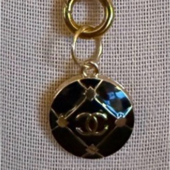 Gold and Black Iconic CC Charm on 18” Gold Paperclip Chain - Picture 2 of 7